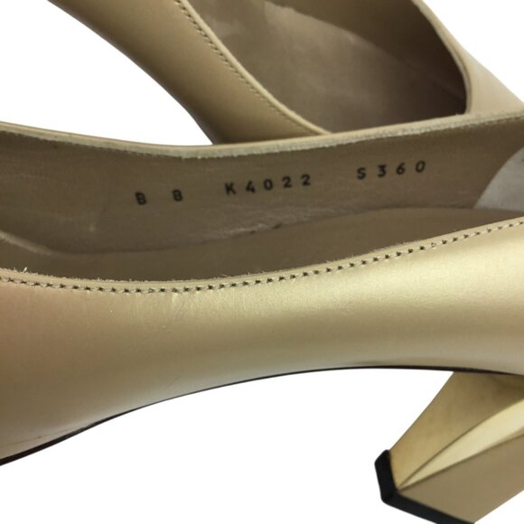 St. John Cynthia Daytime Womens 8B Leather Gold Heel  Pumps Tan Made In Italy - Picture 7 of 14